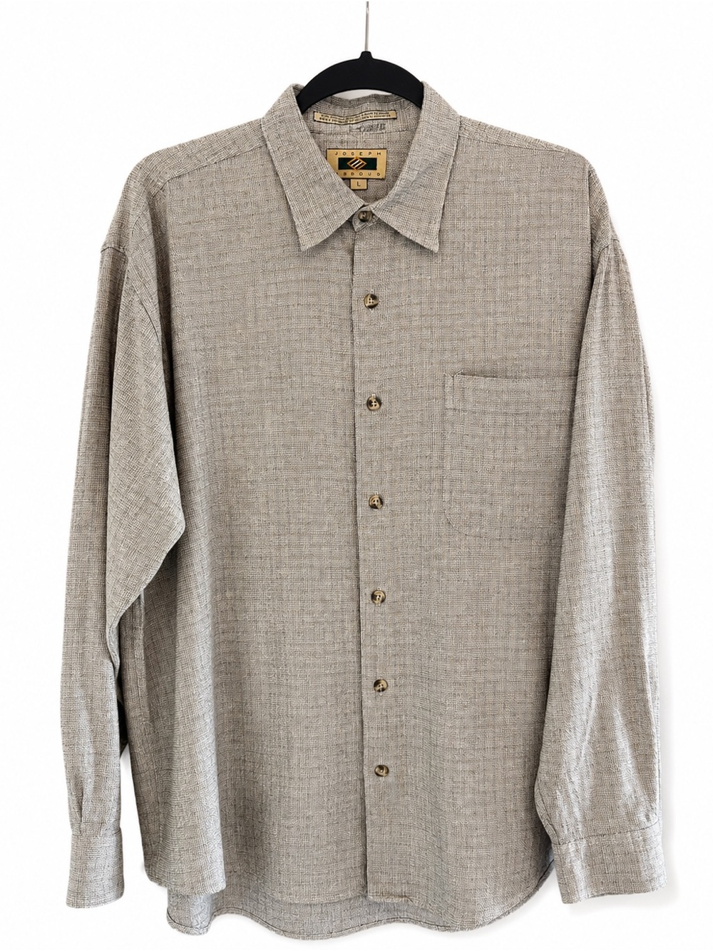 Joseph Abboud Tan Textured Button Down Shirt Cotton Rayon Blend Men’s Large